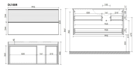 Тумба под раковину Sancos DELTA DL100RW 100х40 подвесная цвет коричневый